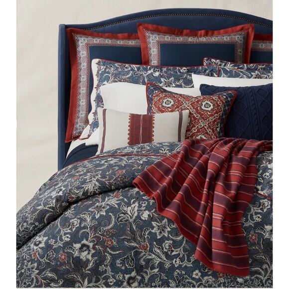 Ralph Lauren Mirabelle Duvet Cover Full/Queen 92x96 Navy Blue Floral Paisley NWT - Picture 1 of 12